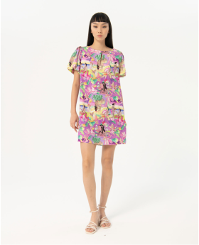 Surkana Vestido corto con  manga corta abullonada