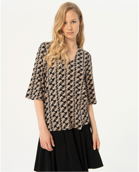 Surkana Camiseta larga, escote pico, manga 3/4