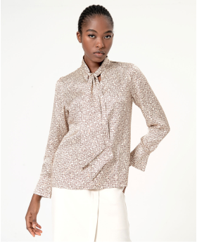 Surkana Blusa con escote pico y lazada